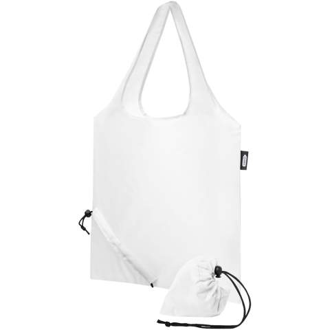 Tote bag with open main compartment. Dropdown height of handles is 26 cm. Unique fold-away function with drawstring closure. Resistance up to 5 kg weight.