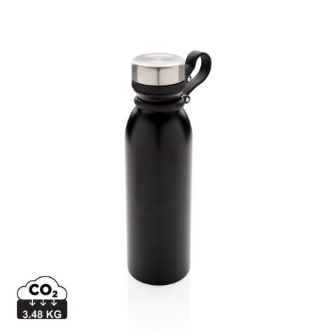 Leakproof copper vacuum insulated bottle with black silicone carry loop. One handed drinking means no need to store or carry the lid. Comes with a double-wall vacuum construction with copper insulation which means it keeps drinks hot for up to 8 hours and cold for up to 24 hours. The construction prevents condensation on the outside of the bottle. Content: 600 ml.<br /><br />HoursHot: 8<br />HoursCold: 24