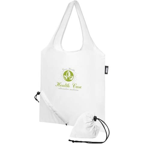 Tote bag with open main compartment. Dropdown height of handles is 26 cm. Unique fold-away function with drawstring closure. Resistance up to 5 kg weight.