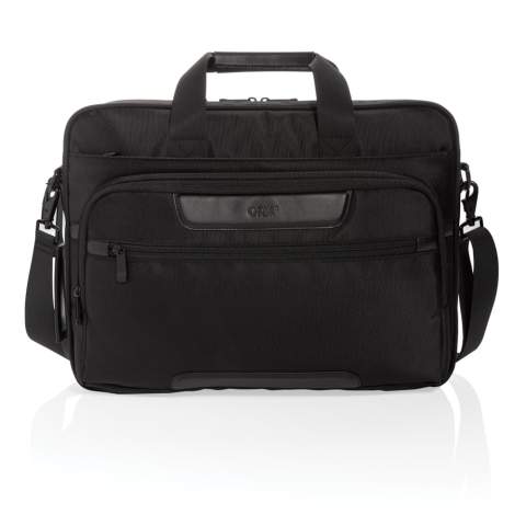 Maak het dagelijkse reizen een beetje eenvoudiger en een stuk stijlvoller met deze laptop tas. De tas is gemaakt van duurzaam 1680D polyester met rijke PU-details en heeft meerdere opbergvakken. Naast het ruime hoofdvak heeft deze tas een gewatteerde 15,6-inch laptopcompartiment en een extra ritsvak om je dagelijkse benodigdheden in op te bergen. Andere kenmerken van deze tas zijn een USB-uitgang, RFID-zakken, penlussen en een afneembaar bagagelabel. Buitenkant: 100% 1680D polyester. Voering: regulier 210D polyester<br /><br />FitsLaptopTabletSizeInches: 15.6