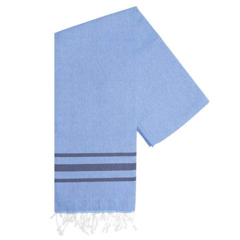 A multifunctional hammam towel from Oxious. Made from 50% Oekotex certified cotton and 50% recycled industrial textile waste (140 g/m²). Vibe is a wonderfully soft and stylish cloth with a cool stripe pattern. Beautiful as a shawl, dress on the couch, luxurious (hammam) cloth or towel. The cloth is handmade. Vibe symbolizes relaxation in a cozy atmosphere and environment.  These beautiful, soft cloths are made by local women in a small village in Turkey. They work there in a social context, with room for growth and development. The cloths are handmade with love and care for the environment. Pure enjoyment can begin with a product from the Oxious collection. Optional: Each item supplied in a kraft cardboard envelope and/or with a kraft sleeve.