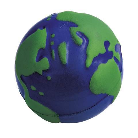 Anti-stressbal van kneedbaar foammateriaal. Bij stressballen kunnen kleine variaties voorkomen in dichtheid, kleur, afmetingen en gewicht die effect kunnen hebben op precisie en uniformiteit van de bedrukking, die ook kan breken.