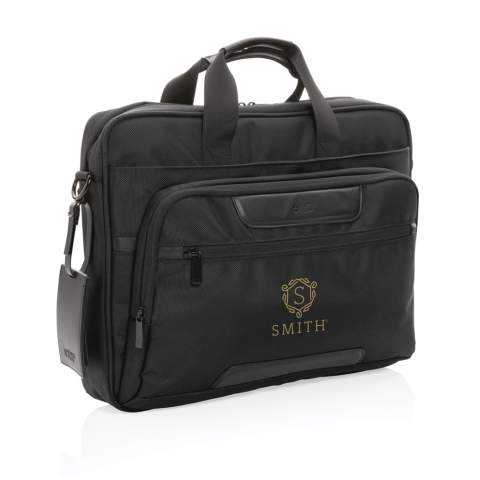 Mit dieser Laptoptasche wird das tägliche Pendeln ein bisschen einfacher und stilvoller. Die Tasche besteht aus strapazierfähigem 1680D recyceltem Polyester mit AWARE™ Tracer mit einigen PU-Details und verfügt über mehrere Taschen zur Aufbewahrung und Organisation. Die Tasche verfügt hat ein gepolsterte 15,6"Laptopfach sowie eine zusätzliche Fronttasche mit Reißverschluss für Ihre anderen täglichen Essentials. Das Äußere besteht aus 1680D recyceltem Polyester, das Futter besteht aus 150D recyceltem Polyester. Mit AWARE™ Tracer, der die Verwendung tatsächlich recycelter Materialien bestätigt. Zudem werden 2% des Erlöses jedes verkauften Impact-Produkts mit AWARE™ Tracer an Water.org gespendet.<br /><br />FitsLaptopTabletSizeInches: 15.6<br />PVC free: true