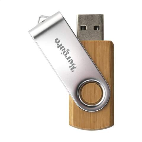 ECO USB stick (versie 2.0) van bamboe met carbon finish, voor het veilig en handzaam bewaren en vervoeren van bestanden. Direct klaar voor gebruik door "Plug&Play" systeem. Bruikbaar onder Windows, Mac en Linux. Per stuk in een kraft doosje. De prijs is inclusief opdruk in 1 kleur op 1 zijde.