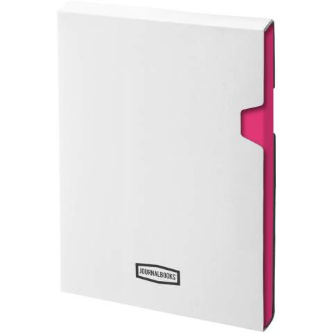This exclusive design classic hard cover notebook (A6 size reference) with elastic closure and 80 sheets (80gsm) of lined paper is ideal for writing and sharing notes. Features an expandable pocket at the back to keep small notes. Incl. Journalbooks gift box sleeve.