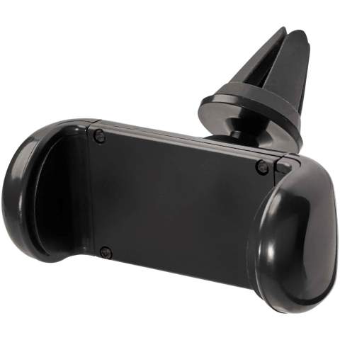 Support de téléphone qui s'insère dans la ventilation du tableau de bord d'une voiture et maintient un téléphone mobile dans une position pratique et sûre. Compatible avec tous les téléphones. Il permet une rotation de 360 degrés avec une ouverture bilatérale.