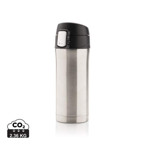Double wall stainless steel vacuum mug that keeps your drink warm for up to 5 hours or cool up to 15 hours. The lid is lockable and therefore avoids any risk of leaking or spilling. The lid is easy to keep clean for optimal hygiene and can even be washed in the dishwasher. The unique design of the mug allows you to drink conveniently and safely with one hand directly from the mug. The size of the mug is suitable to place in any car drink holder. Capacity: 300 ml.<br /><br />HoursHot: 5<br />HoursCold: 15