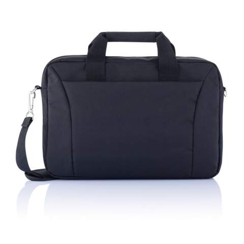 300D polyester laptop tas, iedeaal voor de licht beladen reizigers. Er is ruimte voor een 15,4” laptop, en er zijn vakken om papieren en dergelijk in op te bergen. Bevat een trolley lus. PVC vrij.<br /><br />FitsLaptopTabletSizeInches: 15.4<br />PVC free: true