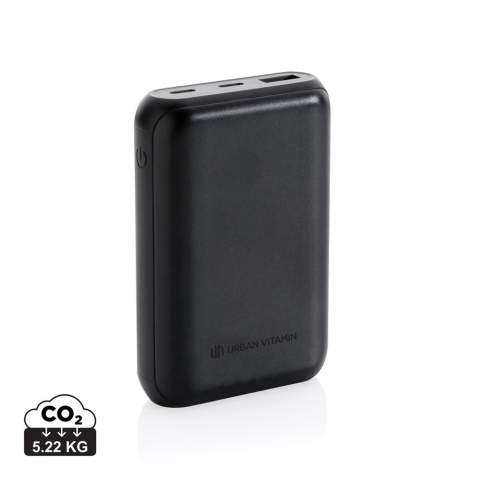 Charge your phone up to 2.5 times with this fast charging powerbank. Thanks to the ultra fast type C 18W PD port, the powerbank re-charges in record time. Charging your phone up to 50% takes only 30 minutes. Slow charging is something from the past. The powerbank contains a long lasting A-grade 10.000 mah battery to charge all your devices on your travels and adventures. The double USB A and type C port allow you to charge up to 3 devices at the same time. Urban Vitamin items are made without PVC and packed in plastic reduced packaging. Type-C Input: 5V/3A, 9V/2A; Micro USB Input: 5V/2A, 9V/2A; Type-C Output: 5V/3A, 9V/2A, 12V/1.5A; USB Output: 5V/2.4A, 9V/2A, 12V/1.5A<br /><br />PowerbankCapacity: 10000<br />PVC free: true