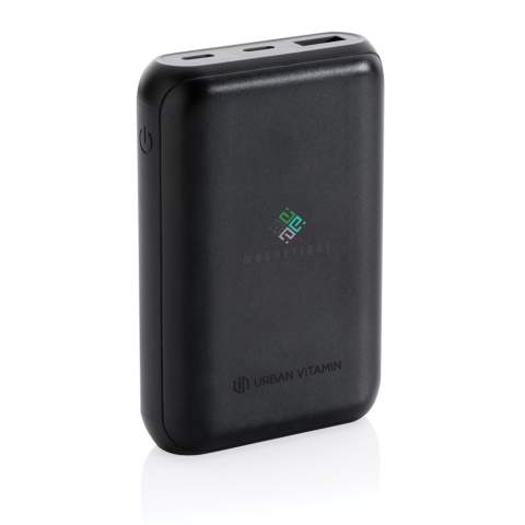 Charge your phone up to 2.5 times with this fast charging powerbank. Thanks to the ultra fast type C 18W PD port, the powerbank re-charges in record time. Charging your phone up to 50% takes only 30 minutes. Slow charging is something from the past. The powerbank contains a long lasting A-grade 10.000 mah battery to charge all your devices on your travels and adventures. The double USB A and type C port allow you to charge up to 3 devices at the same time. Urban Vitamin items are made without PVC and packed in plastic reduced packaging. Type-C Input: 5V/3A, 9V/2A; Micro USB Input: 5V/2A, 9V/2A; Type-C Output: 5V/3A, 9V/2A, 12V/1.5A; USB Output: 5V/2.4A, 9V/2A, 12V/1.5A<br /><br />PowerbankCapacity: 10000<br />PVC free: true