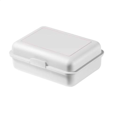 Praktische lunchbox van stevig, BPA-vrij kunststof. Food Approved. Dit product is vaatwasserbestendig, echter voor behoud van de opdruk wordt gebruik van de vaatwasser afgeraden. Made in Germany.   Het oppervlak is ideaal voor een full colour iMould opdruk (water-, kras-, kleur- en UV-bestendig) in elk gewenst design. Minimale afname 500 stuks per kleur.