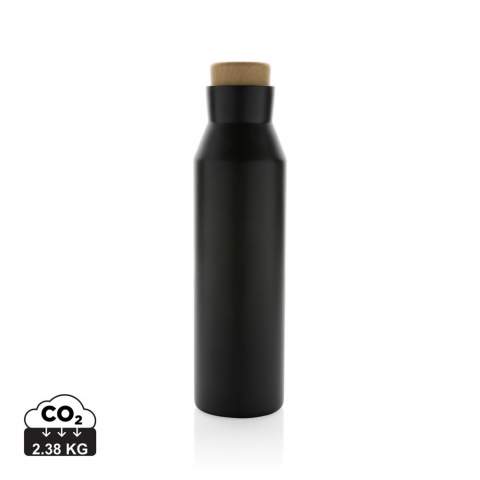 Quench your thirst anywhere you go with the Gaia leakproof vacuum bottle. Crafted from recycled stainless steel with a leakproof PP woodlook lid, this 600ml bottle keeps your beverages 5 hours warm and 15 hours cold. With a smooth finish, this vacuum bottle is a must-have in your drinkware collection. BPA free. Made with RCS (Recycled Claim Standard) certified recycled materials. RCS certification ensures a completely certified supply chain of the recycled materials. Total recycled content: 88% based on total item weight.<br /><br />HoursHot: 5<br />HoursCold: 15