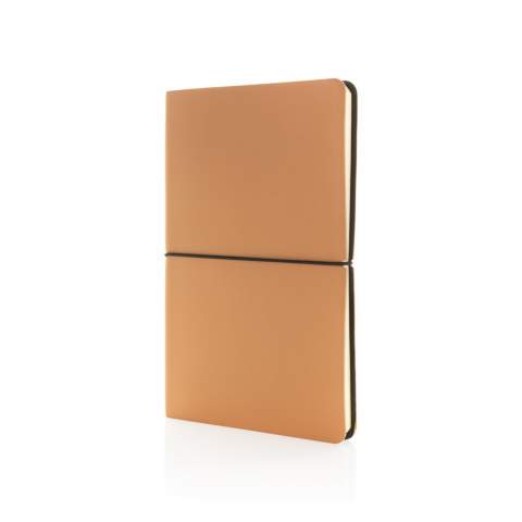This modern luxury A5 notebook is so incredibly soft and luxurious and features 96 sheets and 192 pages, so plenty of pages to jot down the best ideas. Created with 80 gsm cream coloured lined paper. Great essential to have for writing to-do’s/reminders and professional note-taking in meetings at work. Soft durable PU cover with simplistic black elastic horizontal closure, making it great to look at. Its bendable cover makes it a great use as a portable/travel notebook journal, perfect for on-the-go.<br /><br />NotebookFormat: A5<br />NumberOfPages: 192<br />PaperRulingLayout: Lined pages