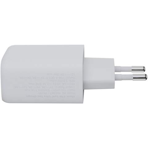 The 67W GaN² Ultra wall charger is designed to be more compact and powerful than ever before. With its compact design and dual-port functionality, this wall charger is perfect for your travels, office, or home. To reduce waste and contribute to a more sustainable future, the charger is made from 97% recycled plastic. Output: 1 USB-C 67W power delivery, and 1 USB-A 18W quick charge 3.0. Delivered with a user manual.