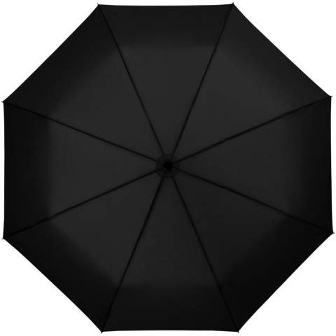 Le parapluie pliable Wali 21" semble petit et compact mais offre un excellent abri contre la pluie. Le parapluie est un parapluie à ouverture automatique, ce qui signifie qu'il s'ouvre en appuyant sur un bouton. De plus, le parapluie possède une armature en métal, des baleines flexibles en fibre de verre et une poignée en plastique robuste recouverte de caoutchouc pour une bonne prise en main. Livré avec une pochette qui protège le parapluie des dommages et le rend facile à ranger.