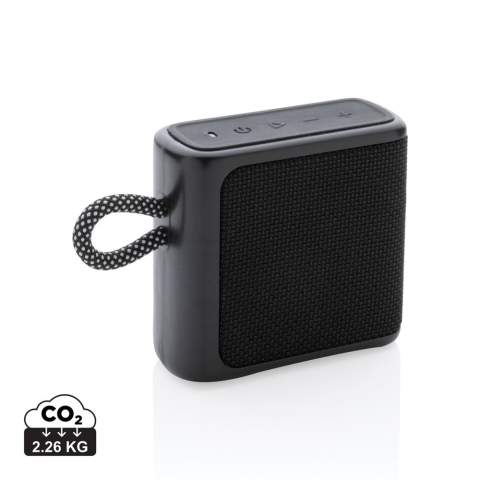 Haut parleur waterproof IPX 3W en ABS et tissu. La batterie de 1200mAh permet un fonctionnement jusqu'à 5 heures pour une recharge de 3 heures. Distance de fonctionnement jusqu'à 10 mètres en utilisant BT 5.1. Avec un micro pour pouvoir répondre aux appels. Câble chargeur de type C.<br /><br />HasBluetooth: True<br />NumberOfSpeakers: 1<br />SpeakerOutputW: 3.00<br />PVC free: true