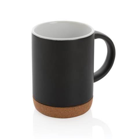This beautiful ceramic mug with cork base features a smooth matt outer-wall finish and a gloss inner-wall finish. The cork base adds a natural touch. This mug will look good on any table! Not microwave or dishwasher safe. Recommended hand wash only. Capacity 280ml.
