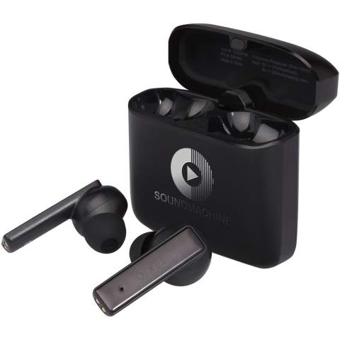 Durable high quality TWS earbuds with amazing sound quality. The earbuds have a stylish design and are comfortable to wear for longer periods. The IPX4 certification with sweat resistance is a great feature for sport lovers. Bluetooth® 5.1 with a connection range of up to 10 meters. The earbuds provides up to 3.5 hours playback time at max volume on a single charge. The 300mAh rechargeable charging case can charge the earbuds up to 4 times from 0% to 100%, and the charging case can be fully charged within 2 hours. Built-in music controls and microphone for handy operation. Delivered in a Tekiō premium kraft paper box with a colourful sticker.