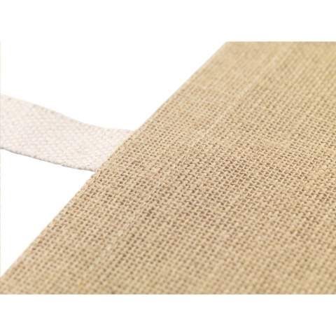 WoW! Sac cabas résistant et durable en jute, avec intérieur laminé et anses longues en coton tissé. Certifié OEKO-TEX®. Capacité env. 8 litres.   Pour votre information : En raison du tissage grossier, l'impression de petits détails dans un logo, des lignes fines et de très petites lettres est limitée. Il est donc possible qu'après avoir reçu votre logo, nous vous conseillions de l'ajuster ou de l'élargir.