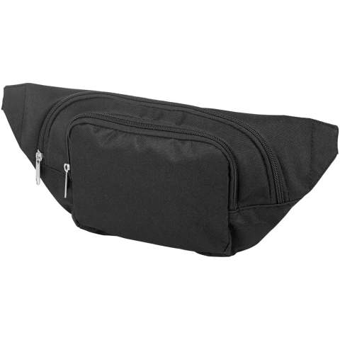 Santander fanny pack with two compartments. Two large zippered compartments Adjustable waist strap with quick release buckle. 600D Polyester. 