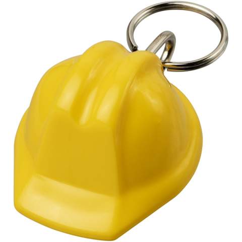 Hard hat shaped keychain made from recycled plastic with a metal split keyring. Ideal for construction or safety organisations and campaigns. Due to the nature of recycled plastic, colour shades may vary slightly, and there may be specks of colour. Made in the UK.