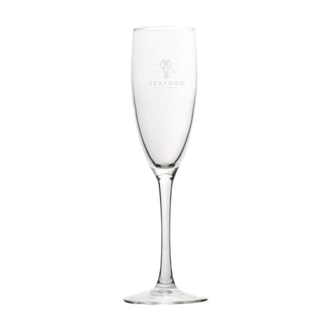 Champagne flute with a tall stem. A timeless design for serving champagne or sparkling wines. Ideal for use in the hospitality industry and on special occasions. Capacity 190 ml. Made in Europe.