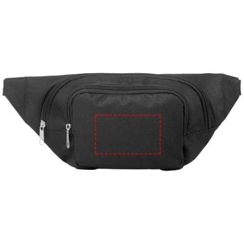 Santander fanny pack with two compartments. Two large zippered compartments Adjustable waist strap with quick release buckle. 600D Polyester. 