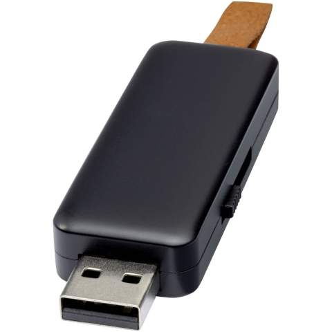 USB-flashdrive van 8 GB met een opvallend oplichtend logo-effect. USB 2.0 met een schrijfsnelheid van 3 MB/s en een leessnelheid van 10 MB/s.