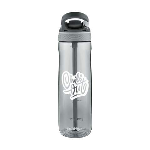 Stylish water bottle made from very strong and clear BPA-free Tritan. With AUTOSPOUT® technology (push the button and the spout lifts up), locking mechanism and carabiner. Includes instructions. Capacity 720 ml.  STOCK AVAILABILITY: Up to 1000 pcs accessible within 10 working days plus standard lead-time. Subject to availability.   Contigo® The best in quality, design and technology. Immediately recognisable by its sleek and stylish design, strong and solid. The innovative Contigo® water bottles and thermo cups are odourless, tasteless and BPA-free. The drinking bottles are operated one-handed and guaranteed to be 100% leak-free, so can be used anywhere, anytime, also on the go. Comes with a 2-year manufacturer's warranty. Our top favourites for a durable promotion.