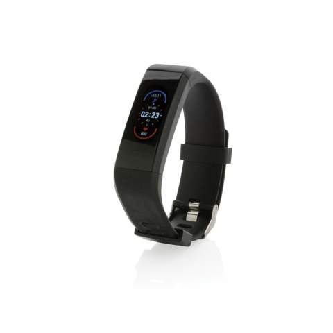 Doe wat het beste is voor je lichaam met deze waterdichte (IPX5) activity tracker met comfortabele gerecyclede TPU -polsband om de armband zowel overdag als 's nachts te dragen. Met gebruiksvriendelijk 0,96-inch OLED-kleurenscherm met point touch. Gemaakt met RCS (Recycled Claim Standard) gecertificeerde gerecyclede TPU armband en ABS frame. Totaal gerecycled materiaal: 35% op basis van het totale gewicht van het item. RCS-certificering zorgt voor een volledig gecertificeerde toeleveringsketen van de gerecyclede materialen. Inclusief gratis APP in 6 talen om inzicht te krijgen in je prestaties (voor iOS 8.1 en Android 4.4 of hoger). BT5.0. Functies inbegrepen: slaapregistratie, stappentelling, afstand, calorietelling, hartslagmeter, bloeddruk,  multisportmodus (11 en camerabediening. Met deze modieuze activity tracker stap je in een gezondere levensstijl. Standby-tijd van 15 dagen en werktijd tot 7 dagen Verpakt in FSC® mix kraft verpakking item en accessoires PVC vrij.<br /><br />PVC free: true