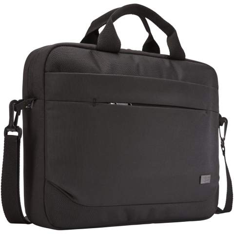 Features a main compartment with a padded 14" laptop sleeve and a 10.1" tablet pocket. Comes with a front organization panel to store pens, small electronics and cables. The front pocket contains a hidden zipper to keep phone secure and accessible. Contains removable, padded and adjustable shoulder straps, padded top handles and trolley tunnel. Case Logic warranty: 25 years.