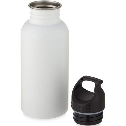 Staying hydrated at all times is possible with this durable yet lightweight 500 ml 18/8 stainless steel drinking bottle. It is the perfect companion while exercising, on day trips or at the office. The single-walled Luca bottle has a matte finishing effect and offers plenty of space to add any kind of logo. The built-in carrying handle lid also makes is convenient to carry when on the go. The 44 mm opening fits ice cubes and makes it easy to fill, pour and clean. BPA-free, tested and approved under German Food Safe Legislation (LFGB). Tested and approved for phthalates content according to REACH regulations. Hand wash recommended. Presented in a recycled cardboard gift box. 