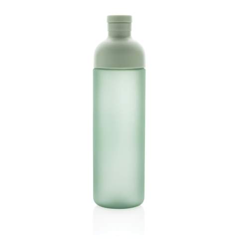 Eliminate the use of plastic bottles with this Impact leak proof tritan water bottle. With its fresh design and frosted body, the bottle is not only easy to use but also beautiful to look at. The split body design makes it easy to clean and is great if you want to add ice cubes into your bottle. In the body is a strap attached for easy carrying. Capacity 600ML. BPA free. 2% of proceeds of each sold product of the Impact Collection will be donated to Water.org.