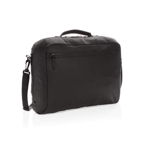 Einfach stylisch ist diese ganz in schwarz gehaltene Laptoptasche aus PU mit einem großen Hauptfach und einem 15.6" Laptopfach. PVC-frei.<br /><br />FitsLaptopTabletSizeInches: 15.6<br />PVC free: true