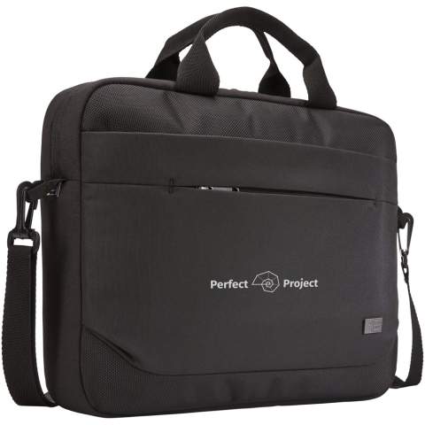 Features a main compartment with a padded 14" laptop sleeve and a 10.1" tablet pocket. Comes with a front organization panel to store pens, small electronics and cables. The front pocket contains a hidden zipper to keep phone secure and accessible. Contains removable, padded and adjustable shoulder straps, padded top handles and trolley tunnel. Case Logic warranty: 25 years.