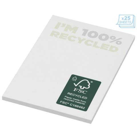 Sticky-Mate® recycled sticky notes with self-adhesive 80 g/m2 paper in a choice of colours. Full colour print available on each sheet. Available in 3 sizes (25/50/100 sheets).