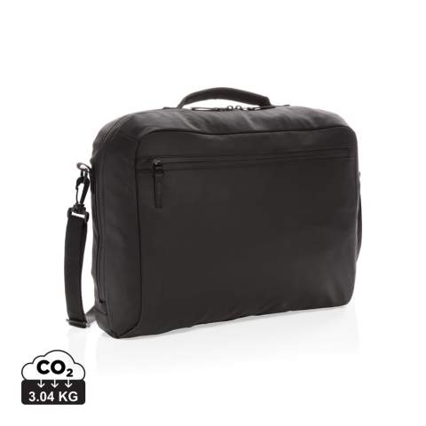 Einfach stylisch ist diese ganz in schwarz gehaltene Laptoptasche aus PU mit einem großen Hauptfach und einem 15.6" Laptopfach. PVC-frei.<br /><br />FitsLaptopTabletSizeInches: 15.6<br />PVC free: true