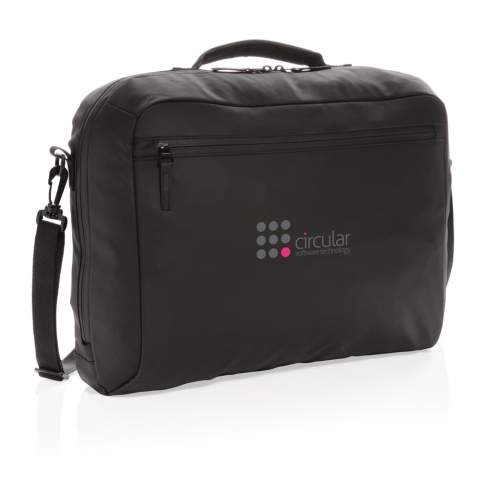 Einfach stylisch ist diese ganz in schwarz gehaltene Laptoptasche aus PU mit einem großen Hauptfach und einem 15.6" Laptopfach. PVC-frei.<br /><br />FitsLaptopTabletSizeInches: 15.6<br />PVC free: true