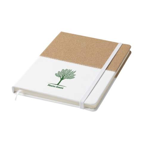 Duo stijl notitieboekje van kurk en imitatieleer in handzame en praktische uitvoering met ca. 72 vel/144 pagina's crèmekleurig, gelinieerd papier (70 g/m²) en elastische sluiting.