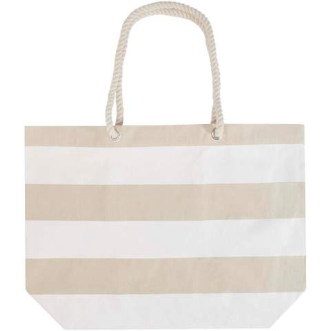 The Florida tote bag made from 100% GRS certified recycled cotton is the perfect bag for carrying all the essentials for a day at the beach or a casual outing. The cotton density of 270 g/m² cotton makes the bag sturdy, long-lasting and the rope handles make it suitable to carry heavy items in the main compartment. The print methods available for this tote bag are also GRS certified, ensuring that the entire supply chain is transparent and certified. Handle dropdown length: 45 cm. Resistance up to 10 kg weight. Volume capacity: 18 litres. Made in India.