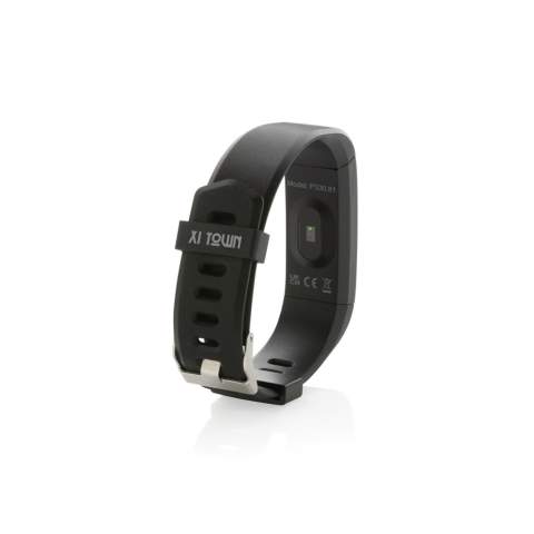 Doe wat het beste is voor je lichaam met deze waterdichte (IPX5) activity tracker met comfortabele gerecyclede TPU -polsband om de armband zowel overdag als 's nachts te dragen. Met gebruiksvriendelijk 0,96-inch OLED-kleurenscherm met point touch. Gemaakt met RCS (Recycled Claim Standard) gecertificeerde gerecyclede TPU armband en ABS frame. Totaal gerecycled materiaal: 35% op basis van het totale gewicht van het item. RCS-certificering zorgt voor een volledig gecertificeerde toeleveringsketen van de gerecyclede materialen. Inclusief gratis APP in 6 talen om inzicht te krijgen in je prestaties (voor iOS 8.1 en Android 4.4 of hoger). BT5.0. Functies inbegrepen: slaapregistratie, stappentelling, afstand, calorietelling, hartslagmeter, bloeddruk,  multisportmodus (11 en camerabediening. Met deze modieuze activity tracker stap je in een gezondere levensstijl. Standby-tijd van 15 dagen en werktijd tot 7 dagen Verpakt in FSC® mix kraft verpakking item en accessoires PVC vrij.<br /><br />PVC free: true