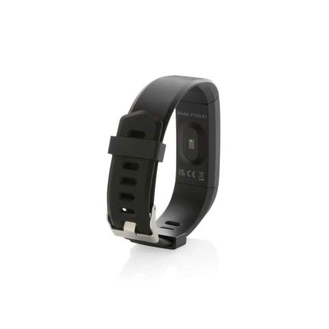 Doe wat het beste is voor je lichaam met deze waterdichte (IPX5) activity tracker met comfortabele gerecyclede TPU -polsband om de armband zowel overdag als 's nachts te dragen. Met gebruiksvriendelijk 0,96-inch OLED-kleurenscherm met point touch. Gemaakt met RCS (Recycled Claim Standard) gecertificeerde gerecyclede TPU armband en ABS frame. Totaal gerecycled materiaal: 35% op basis van het totale gewicht van het item. RCS-certificering zorgt voor een volledig gecertificeerde toeleveringsketen van de gerecyclede materialen. Inclusief gratis APP in 6 talen om inzicht te krijgen in je prestaties (voor iOS 8.1 en Android 4.4 of hoger). BT5.0. Functies inbegrepen: slaapregistratie, stappentelling, afstand, calorietelling, hartslagmeter, bloeddruk,  multisportmodus (11 en camerabediening. Met deze modieuze activity tracker stap je in een gezondere levensstijl. Standby-tijd van 15 dagen en werktijd tot 7 dagen Verpakt in FSC® mix kraft verpakking item en accessoires PVC vrij.<br /><br />PVC free: true