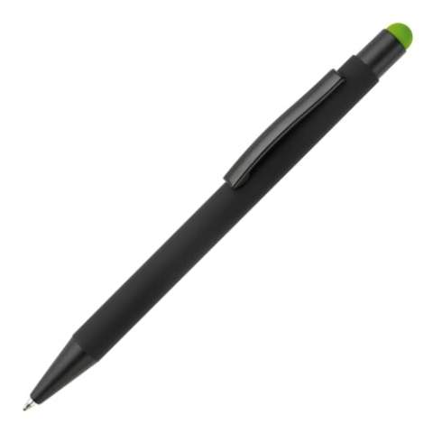 Stylo bille en métal élégant avec finitions noires. Le stylo bille peut être gravé au laser et le logo apparaîtra dans la couleur de la pointe du stylet. Couleur d'écriture: bleu.