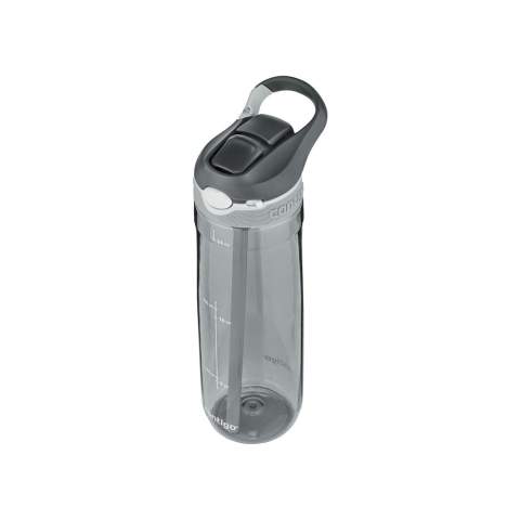 Stylish water bottle made from very strong and clear BPA-free Tritan. With AUTOSPOUT® technology (push the button and the spout lifts up), locking mechanism and carabiner. Includes instructions. Capacity 720 ml.  STOCK AVAILABILITY: Up to 1000 pcs accessible within 10 working days plus standard lead-time. Subject to availability.   Contigo® The best in quality, design and technology. Immediately recognisable by its sleek and stylish design, strong and solid. The innovative Contigo® water bottles and thermo cups are odourless, tasteless and BPA-free. The drinking bottles are operated one-handed and guaranteed to be 100% leak-free, so can be used anywhere, anytime, also on the go. Comes with a 2-year manufacturer's warranty. Our top favourites for a durable promotion.