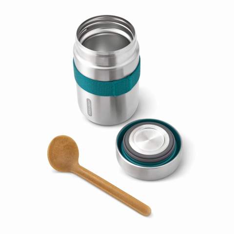 We have updated our best-selling Food Flask by adding a stainless-steel underside to the lid meaning that food has no contact with any plastic. The ladle spoon now includes sustainably sourced wood fibre and the product is now packaged in a gift box. The flask is vacuum sealed to keep food hot for up to 6hrs and cold for up to 8hrs. Handwash only - spoon is dishwasher safe<br /><br />HoursHot: 6<br />HoursCold: 8