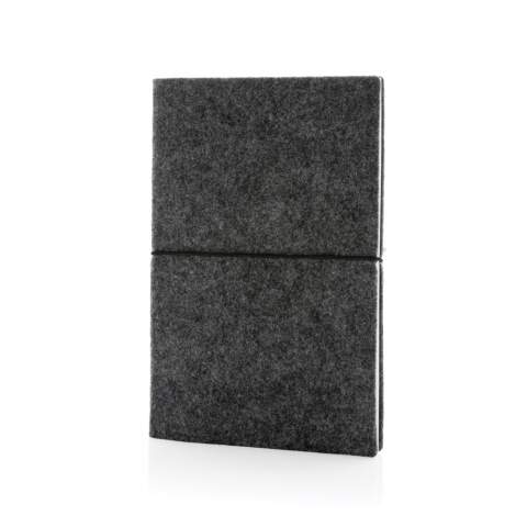 This beautiful recycled felt notebook is perfect for all your notes. The cover and inner pages are made from 100% GRS certified materials. GRS certification ensures a completely certified supply chain of the recycled materials. Total recycled content: 99% based on total item weight. The notebook features 80 sheets/160 lined pages of 70 g/m2.<br /><br />NotebookFormat: A5<br />NumberOfPages: 160<br />PaperRulingLayout: Lined pages