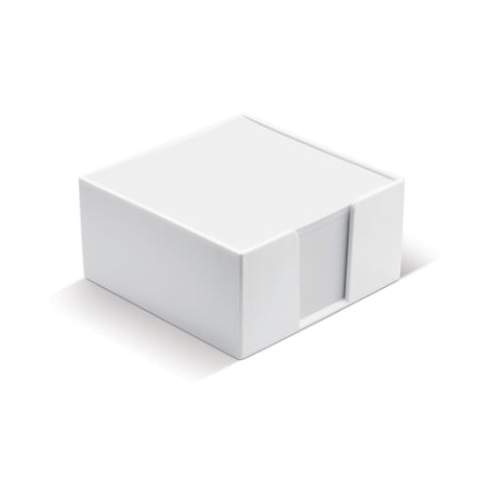 Handy cube box with white paper. Printing is possible on each individual sheet and on the sides of the box. Circa 320 wood-free sheets. Each cube comes shrink wrapped. 90g/m².