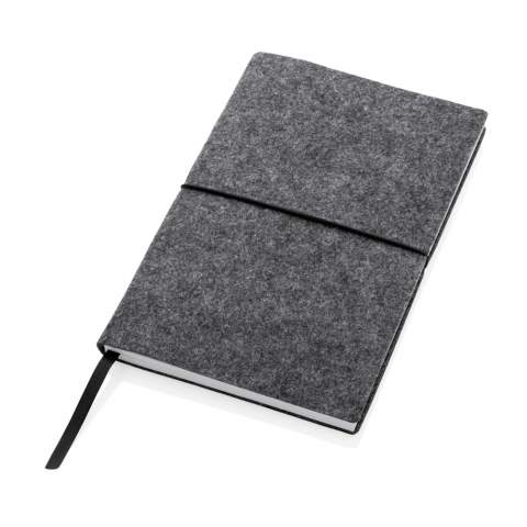 This beautiful recycled felt notebook is perfect for all your notes. The cover and inner pages are made from 100% GRS certified materials. GRS certification ensures a completely certified supply chain of the recycled materials. Total recycled content: 99% based on total item weight. The notebook features 80 sheets/160 lined pages of 70 g/m2.<br /><br />NotebookFormat: A5<br />NumberOfPages: 160<br />PaperRulingLayout: Lined pages