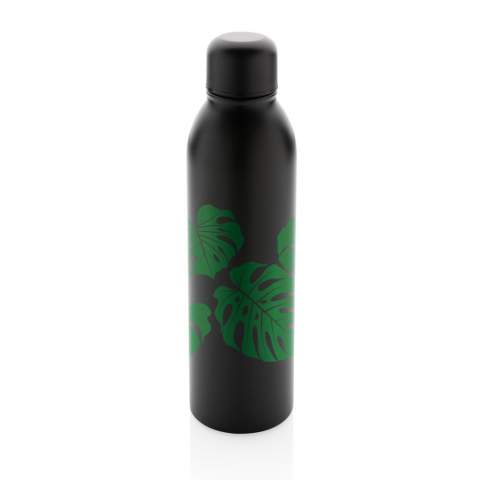 This RCS Recycled stainless steel vacuum bottle is designed for long-lasting enjoyment of your drinks! The double-wall recycled stainless steel vacuum construction keeps beverages chilled for up to 15 hours or warm for up to 5 hours. This bottle fits most standard car cup holders so you can bring it with you anywhere. Made with RCS (Recycled Claim Standard) certified recycled materials. RCS certification ensures a completely certified supply chain of the recycled materials. Total recycled content: 90% based on total item weight. BPA free. Capacity 500ml. Including FSC®-certified kraft packaging.<br /><br />HoursHot: 5<br />HoursCold: 15