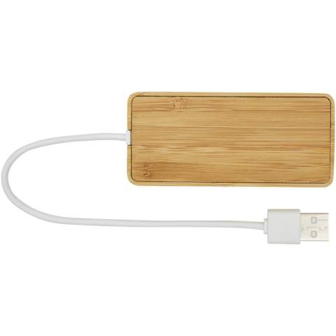 USB 2.0 hub made of bamboo with 2 USB-A ports and 1 Type-C port. Compatible operating systems: Windows Vista, Windows XP, Windows Me, Win2000, Windows 7, Windows 8, Windows10, Mac OS X v10.8. Delivered in a gift box with an instruction manual (both made of sustainable material).